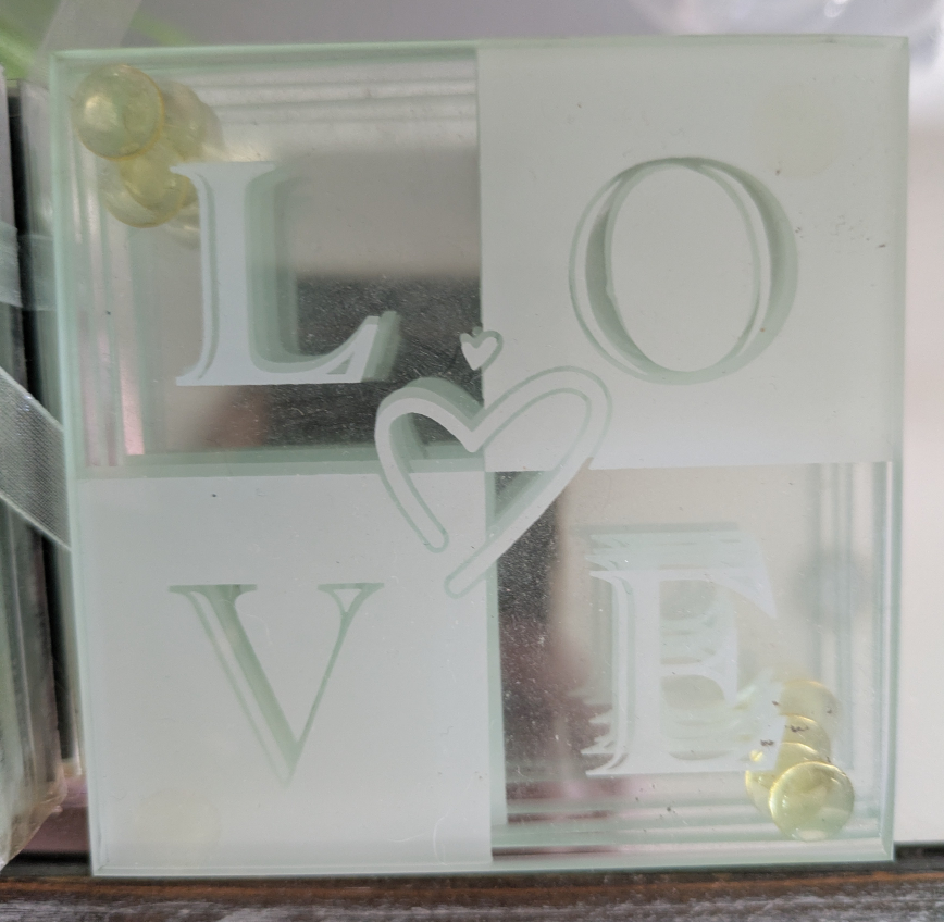 BRAND NEW "Love" glass coasters - 4 in a set - photo 2