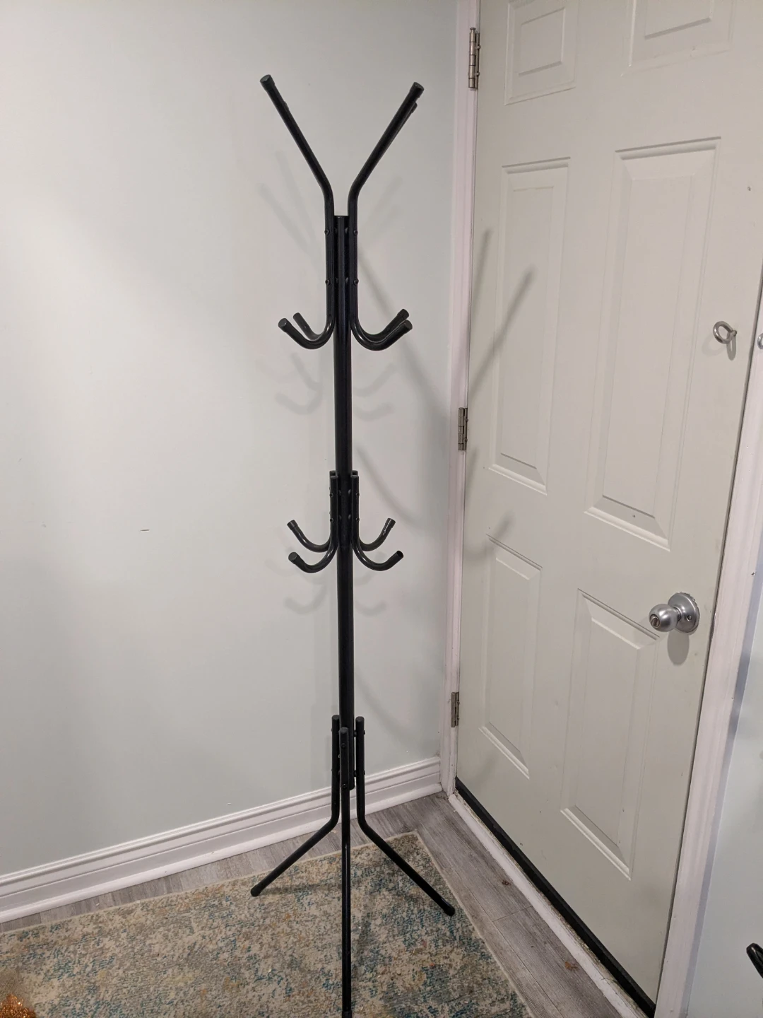 Black Metal Coat Rack with 12 Hooks