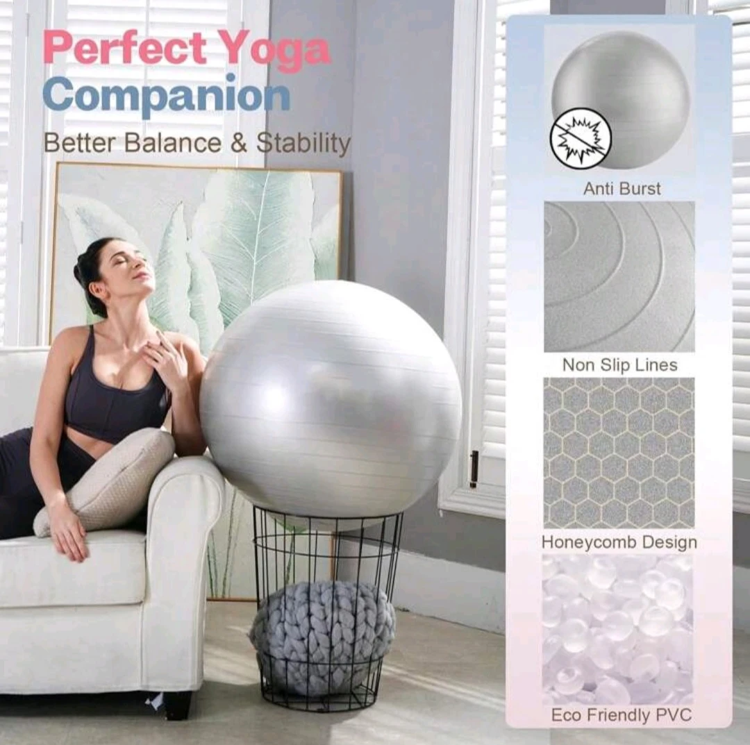 🥕55cm(22") Anti-Burst Yoga Ball with Foot Pump - photo 2