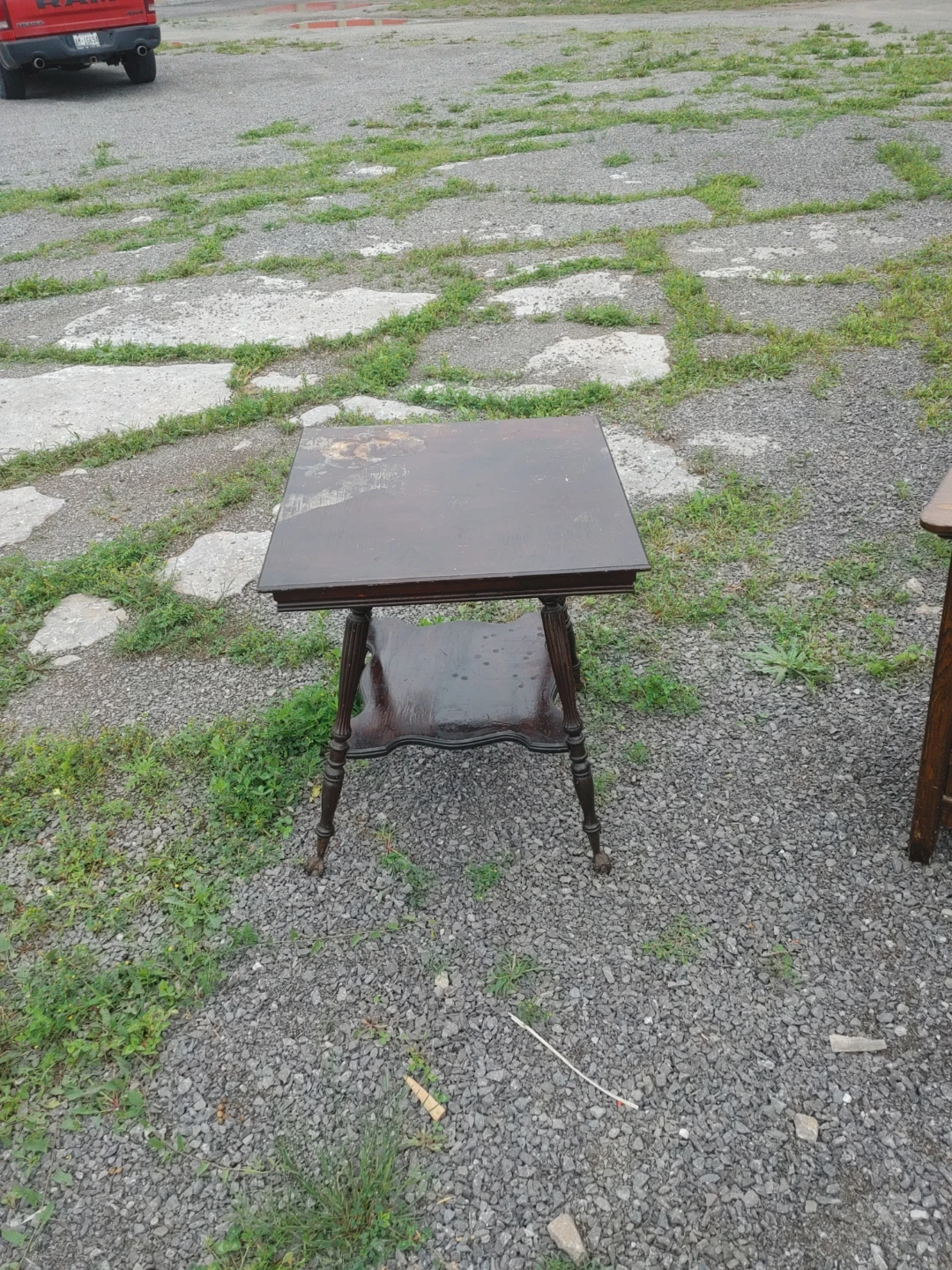 Vintage Dark Wood Side Table - photo 3