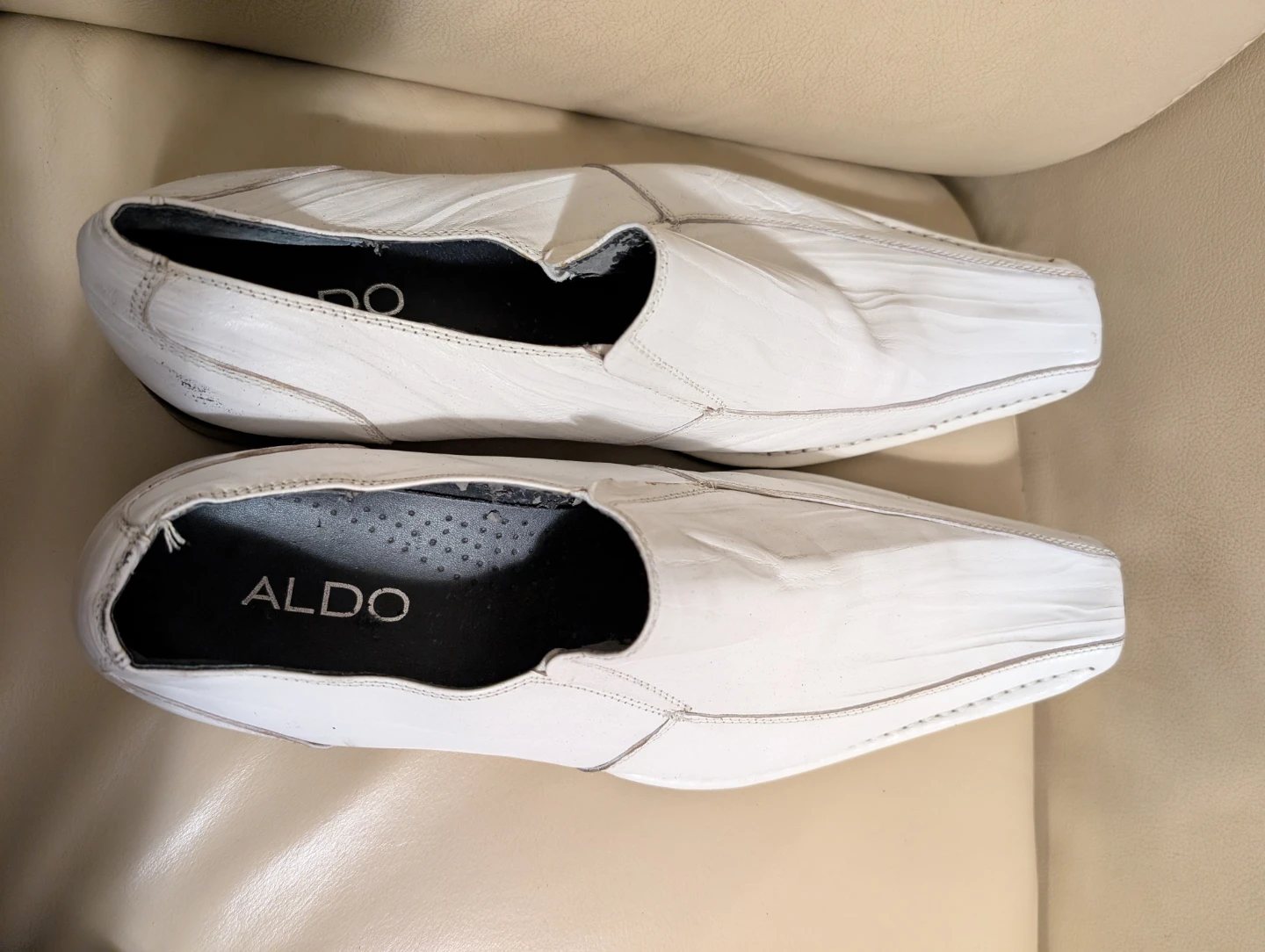 ALDO White Leather Loafer Dress Shoes - photo 2