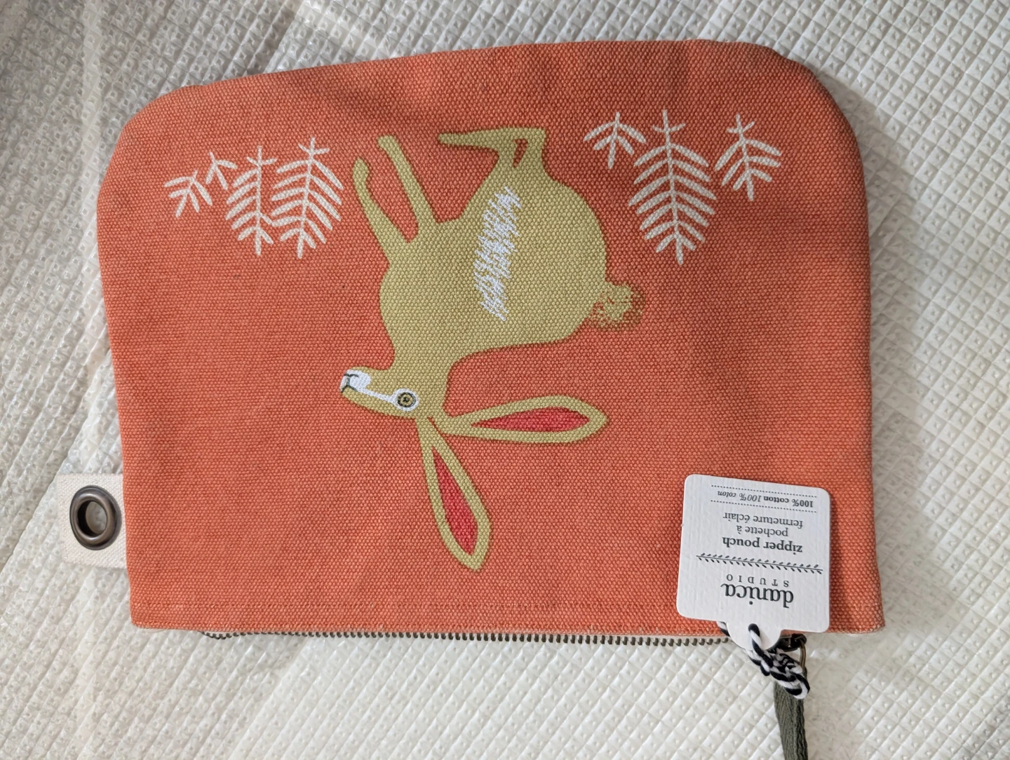 Danica Studio Zipper Pouch - Orange Hare & Fern Design🏆 - photo 4