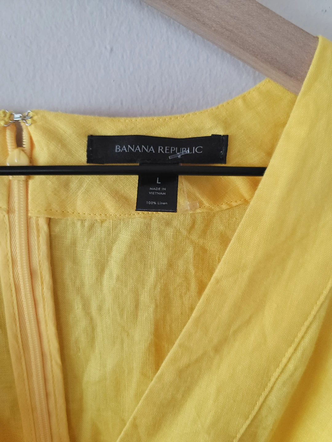 Banana Republic Sunny Yellow 100% Linen Dress Sz L Cotton Lining - photo 3