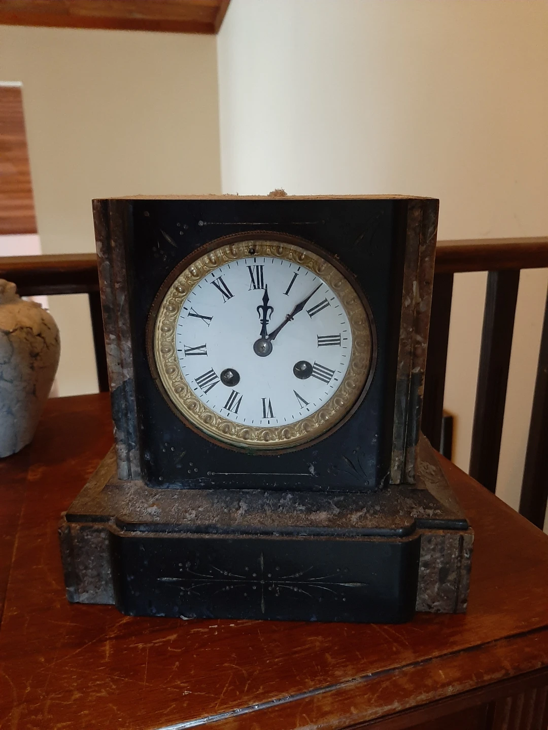 Antique slate Mantel Clock - photo 3