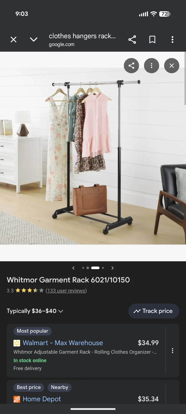 Ikea Garment Rack Rolling Clothes Organizer"🧡"