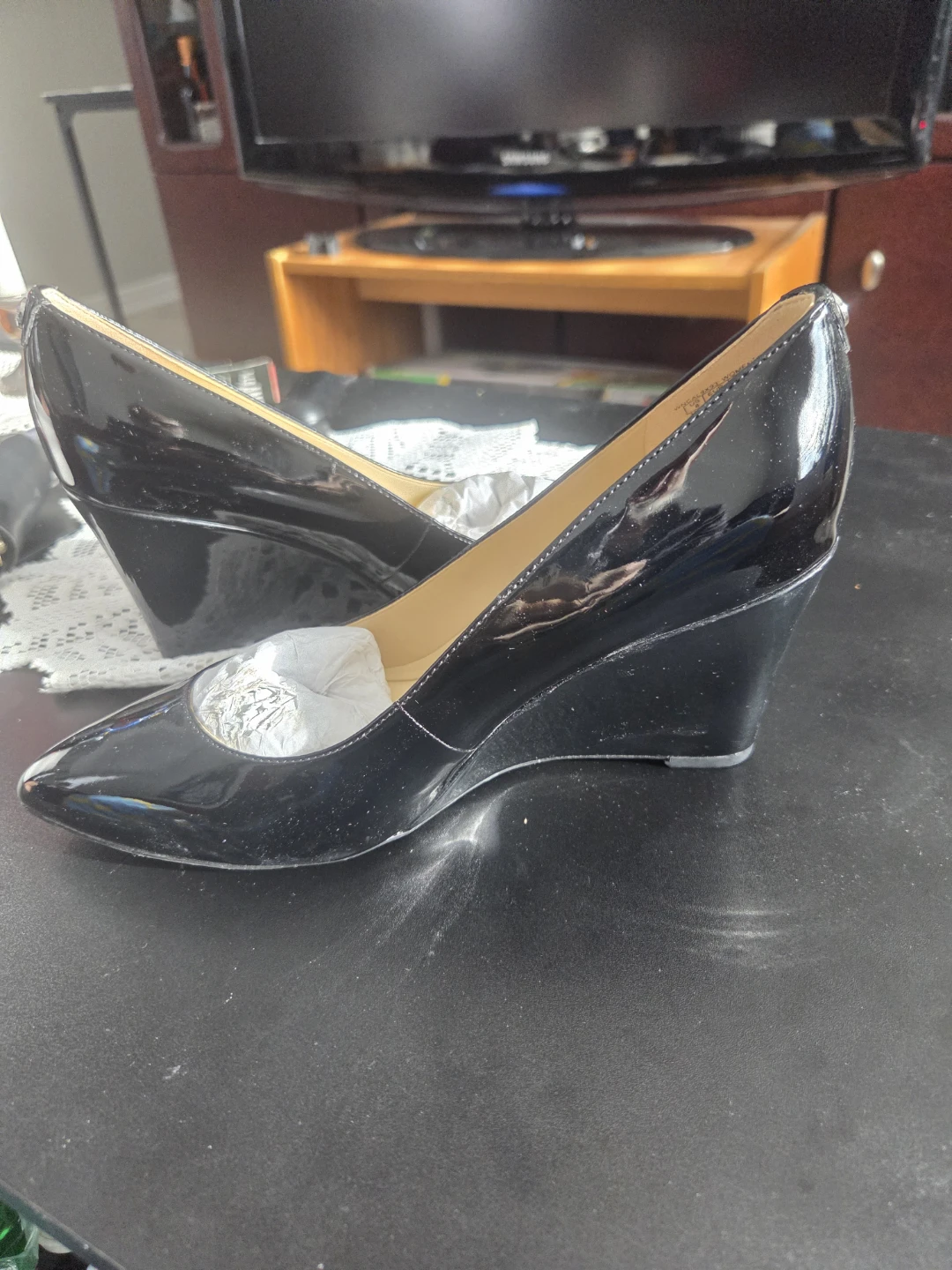 Nine West Black Patent Wedge Heels - photo 2