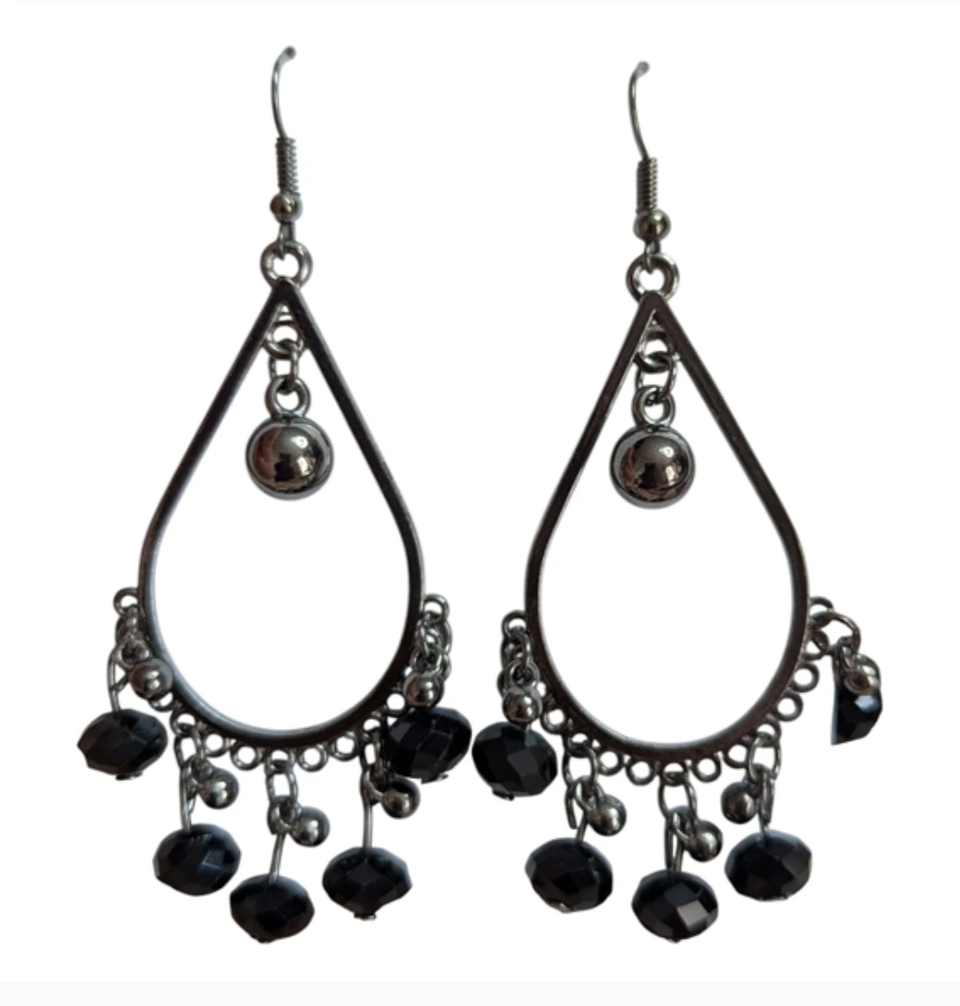Dangle Earrings with Black Beads - photo 2