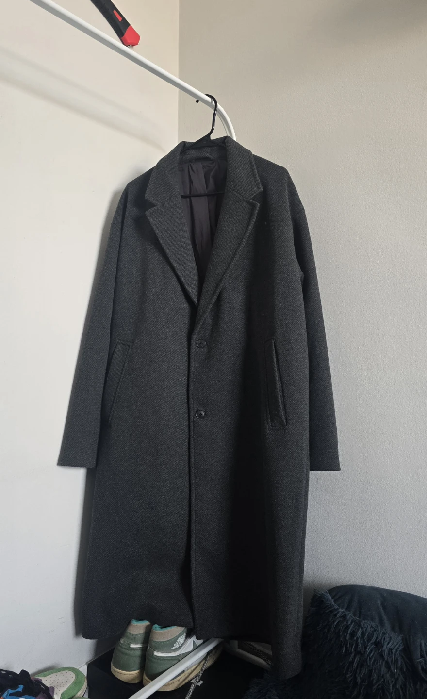 Men's Charcoal Grey Wool Blend Overcoat