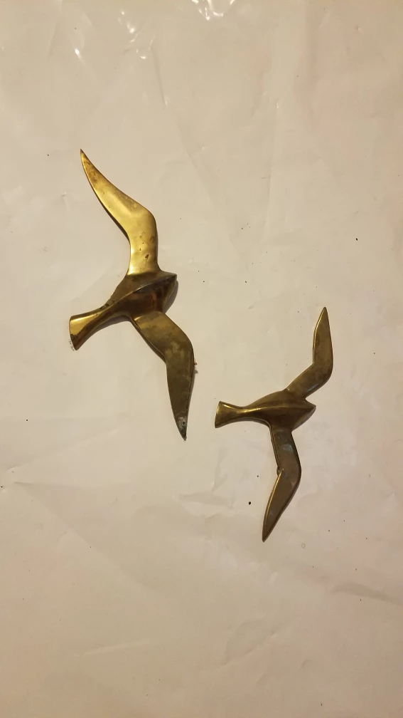 Two Vintage Brass Bird Figurines