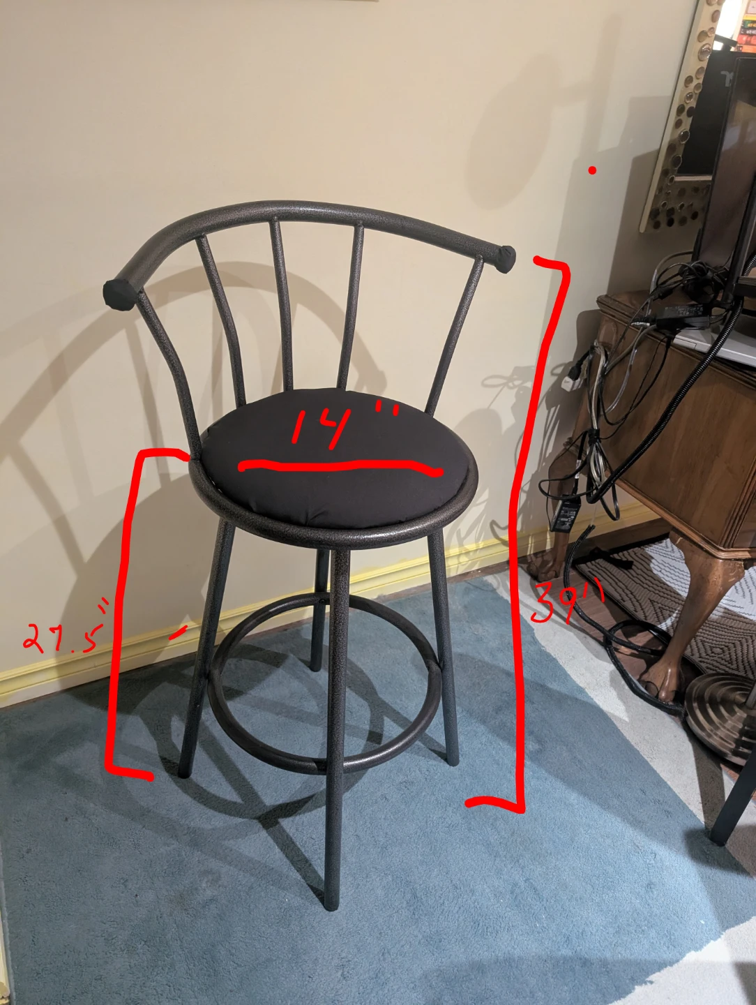 ***Modern Black Metal Bar Stools*** Set of 2 - photo 5