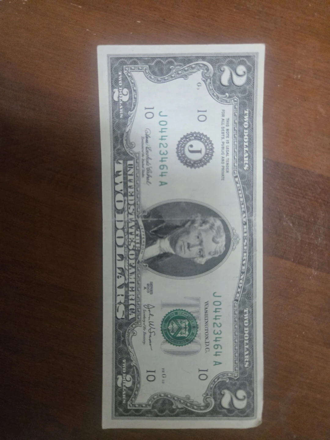 United States Two Dollar Bill