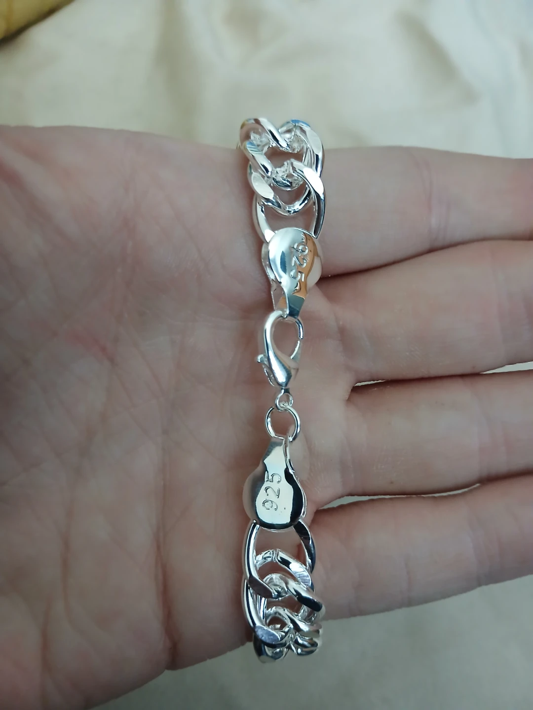 925 Silver Cuban Chain Link Bracelet - photo 3