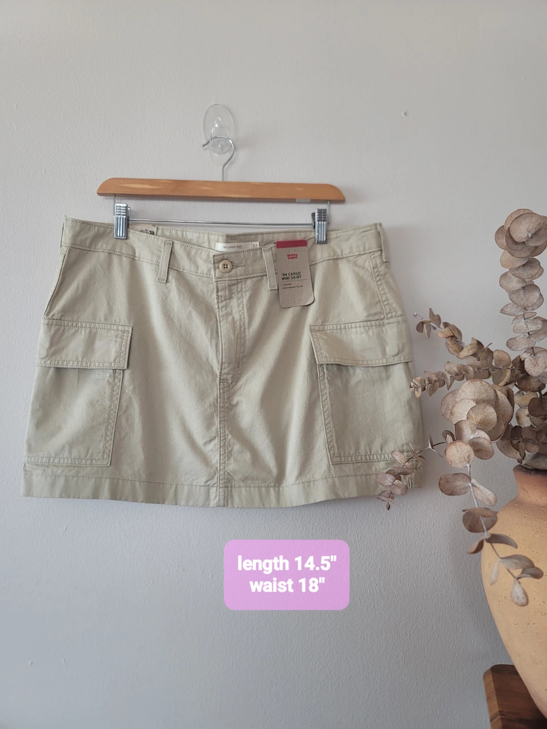 Levi’s '94 Cargo Twill Mini Skirt in Safari Tan Sz 32 NWT Cotton - photo 3