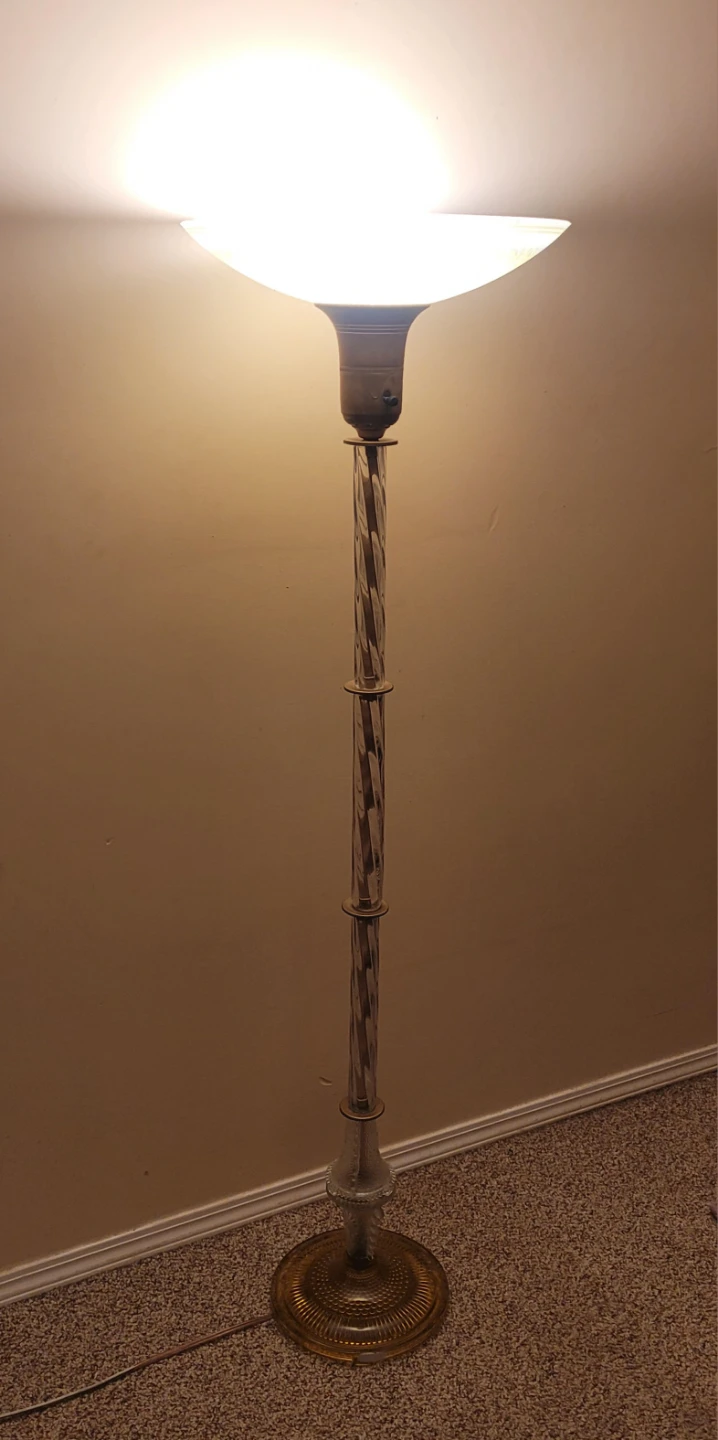 Antique Twisted Glass Torchiere Lamp