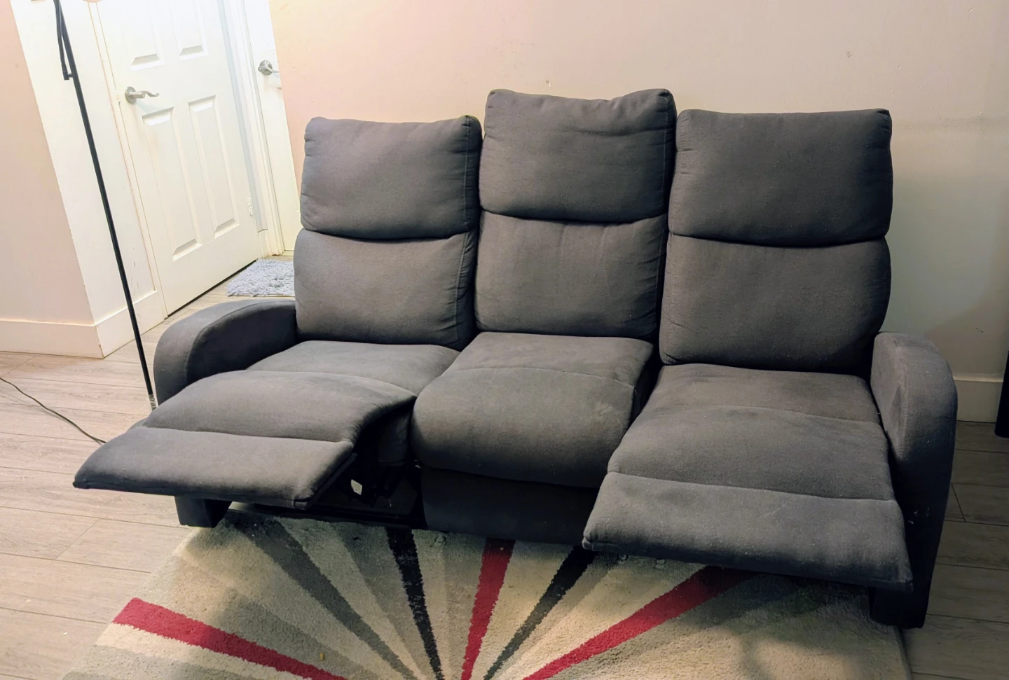 Dark Grey Three-Seater Reclining Sofa