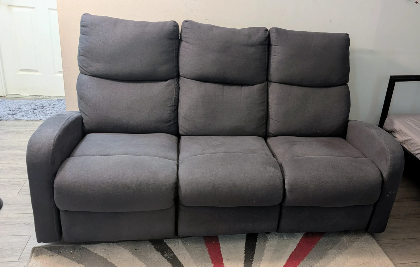 Dark Grey Three-Seater Reclining Sofa - photo 2