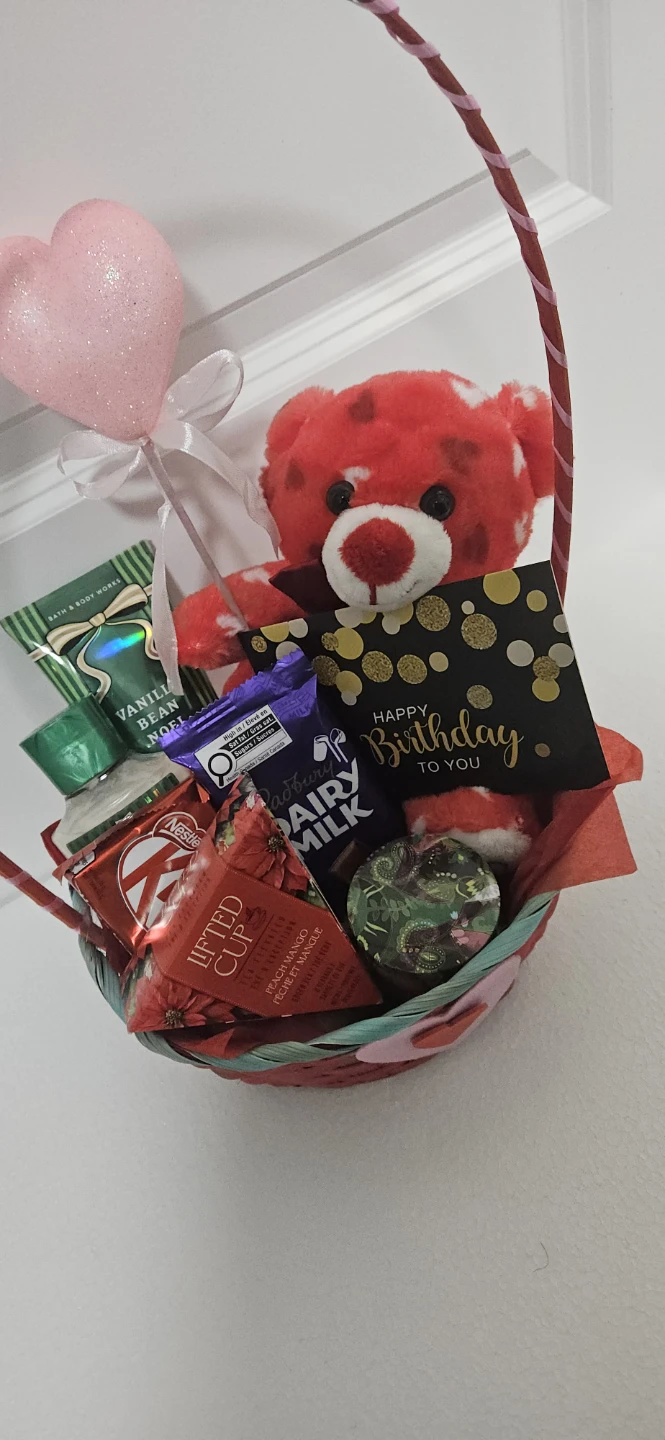 Birthday Gift Basket with Teddy Bear and Treats - photo 2