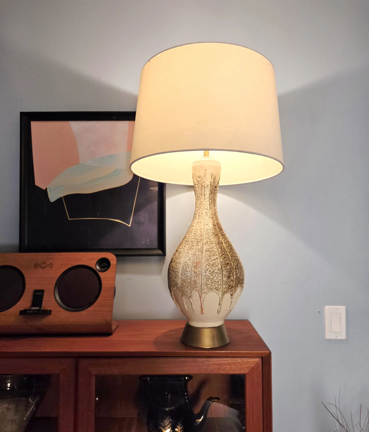 Original MCM Textured Ceramic Table Lamp
