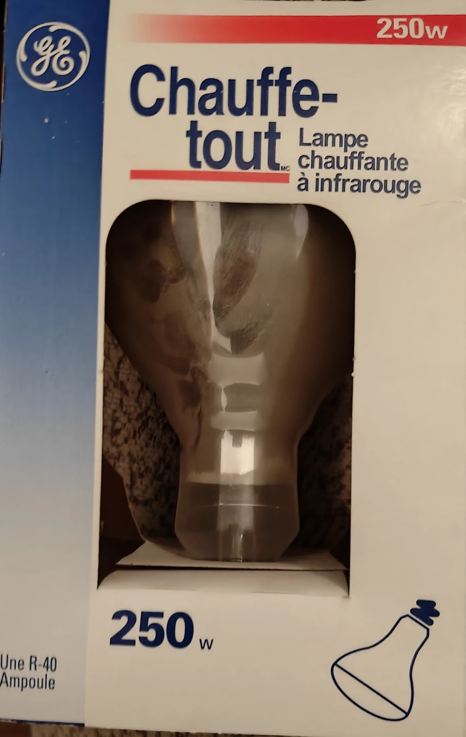 GE 250W R-40 Infrared Heat Lamp Bulb