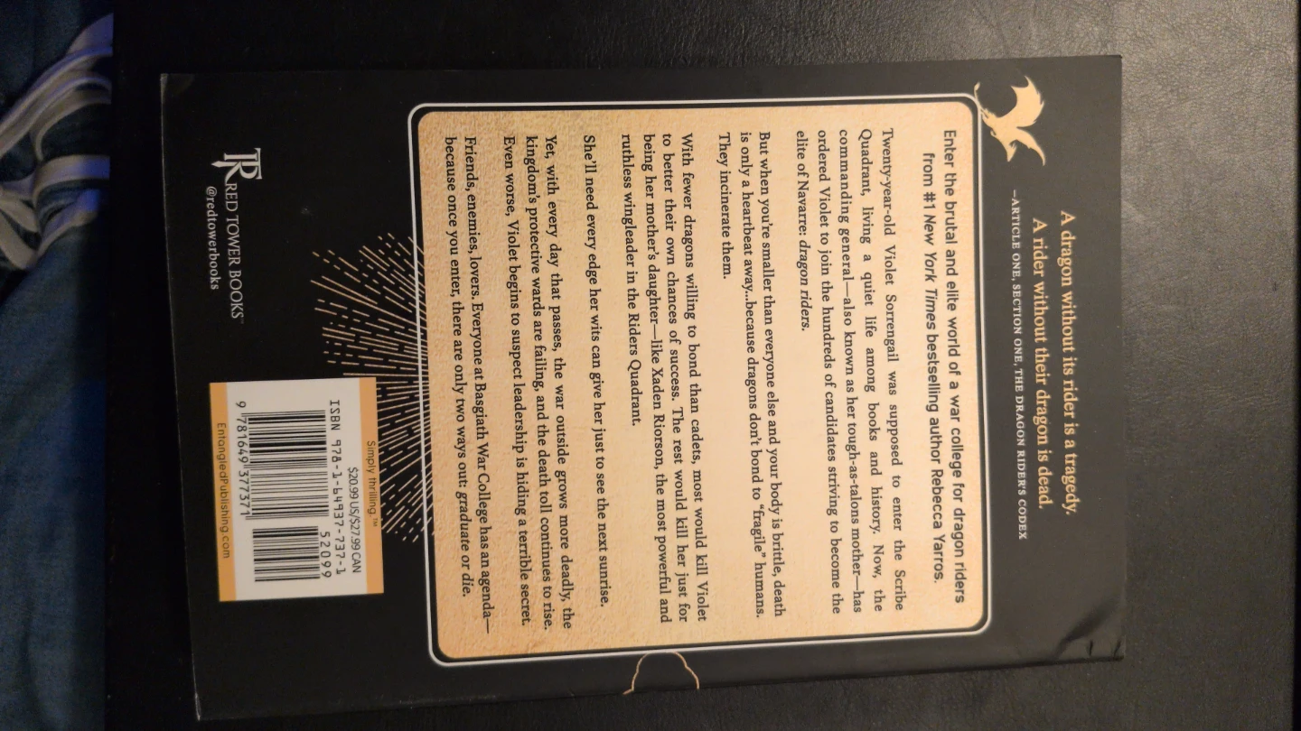 Fourth Wing by Rebecca Yarros Paperback Book - photo 2