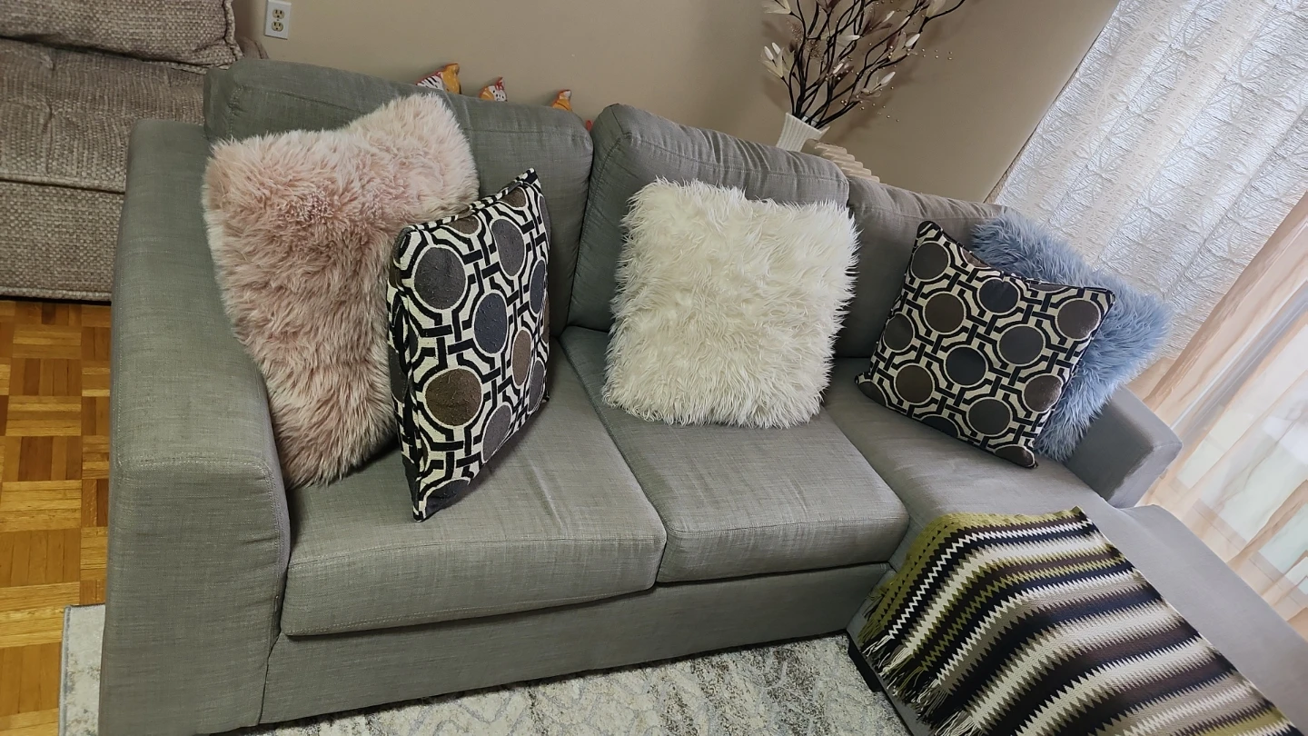 Grey Sectional Couch with Decorative Pillows - photo 2