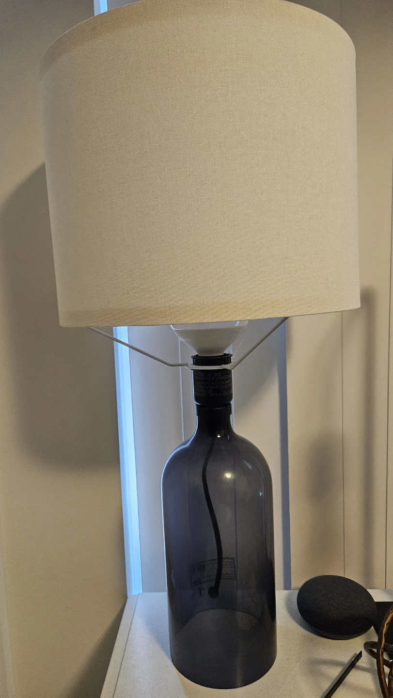 Glass Bottle Table Lamp with Fabric Shade