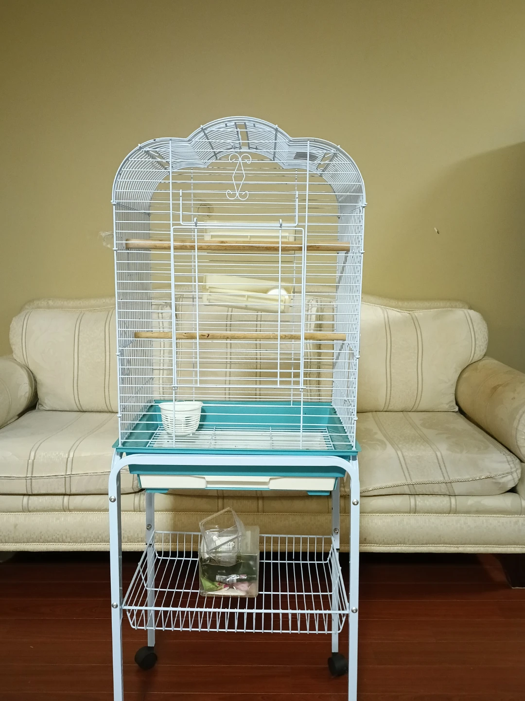 White Bird Cage with Stand - photo 2