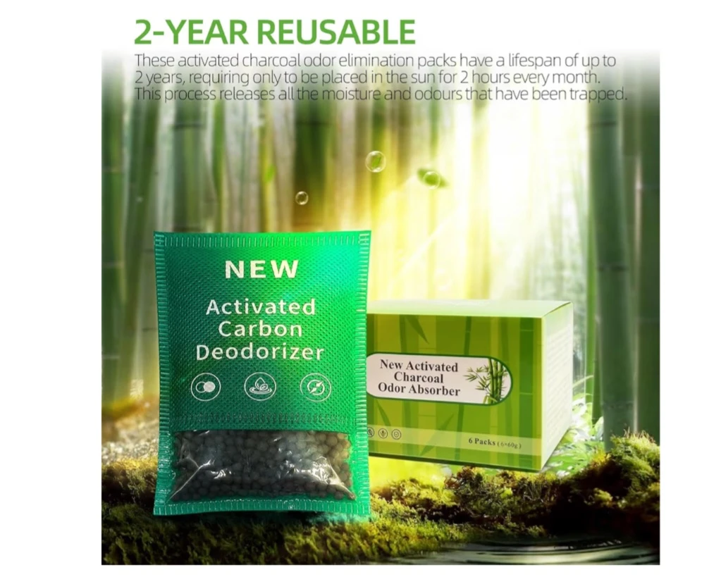 6 Pack New Type Activated Charcoal Odor absorber ,60g/Pack - photo 4