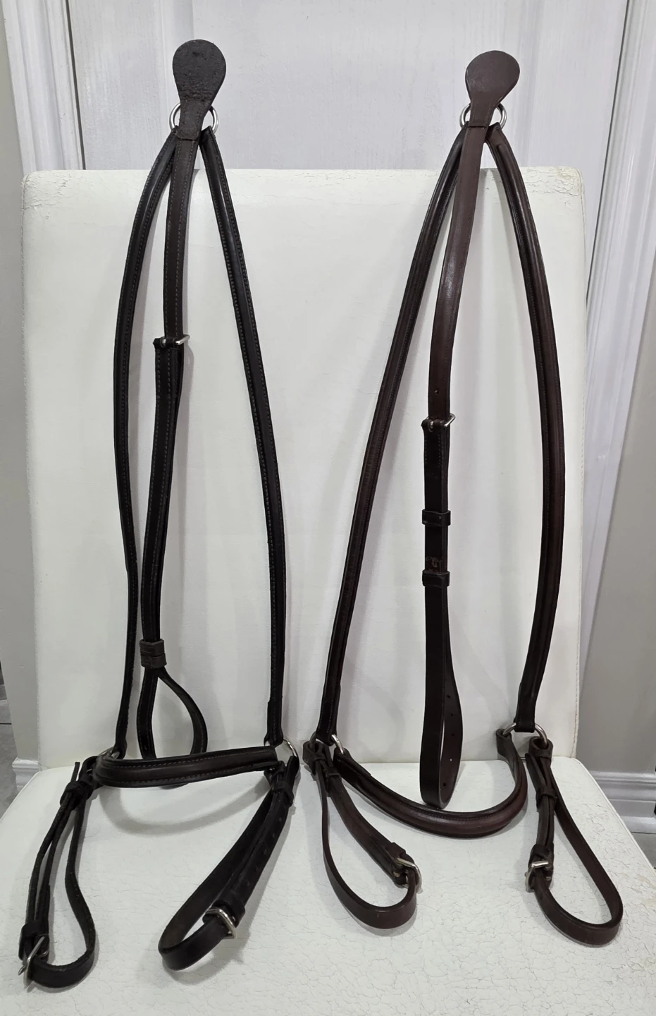 2 Leather Horse Martingales with nose band Full size