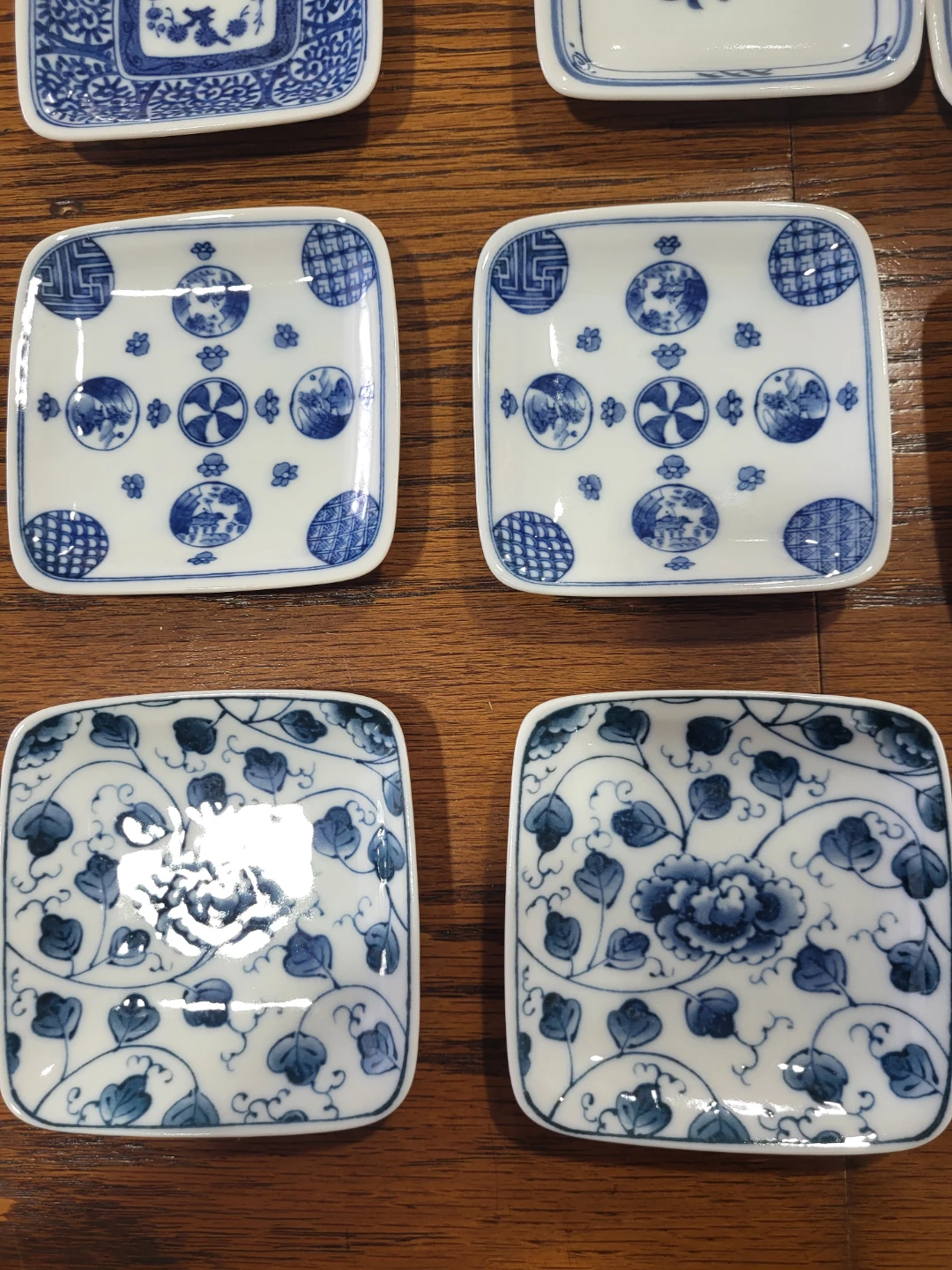 Set of 12 Blue and White Ceramic Square Side Plates - photo 4