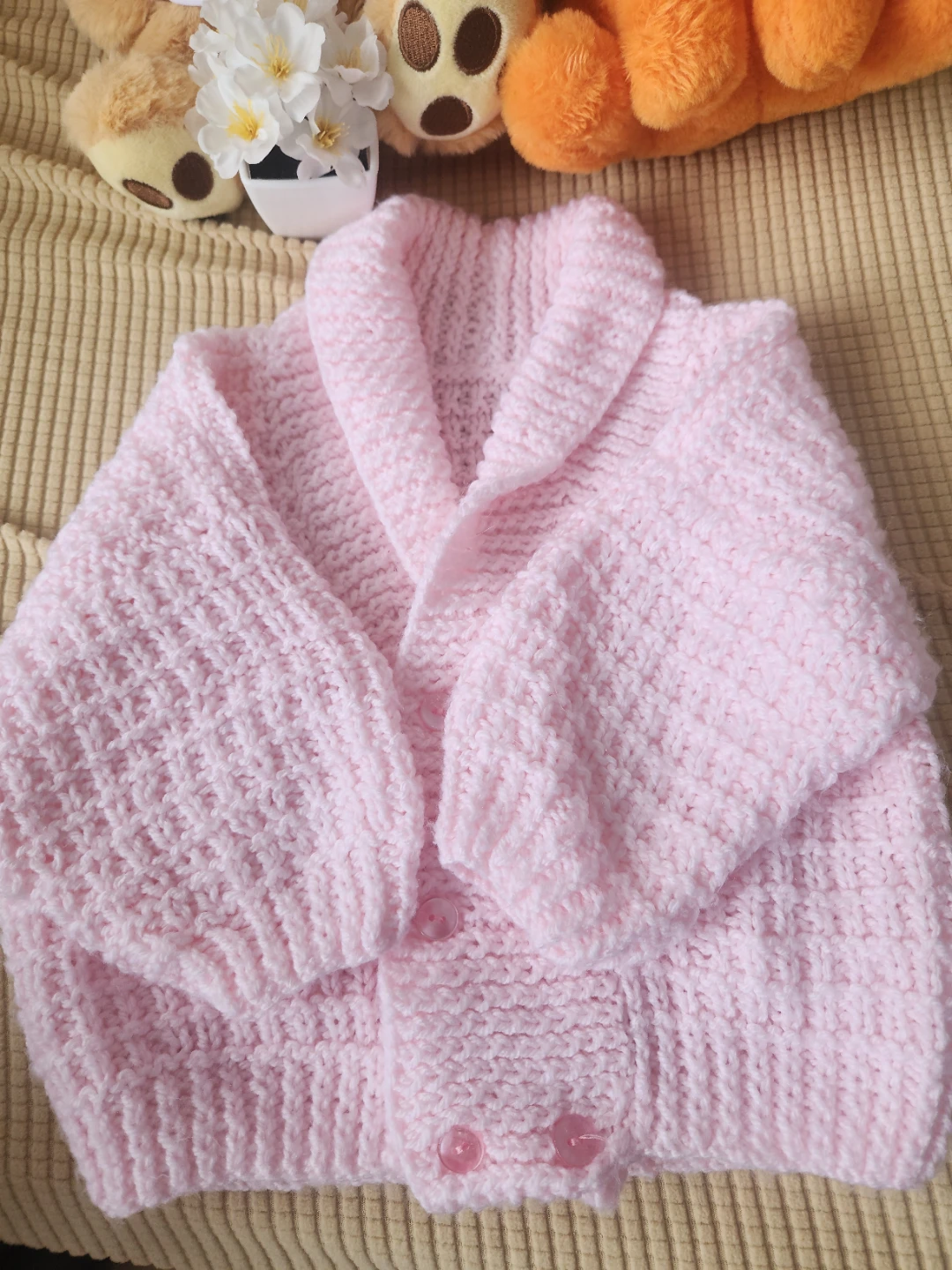 Pink Hand-Knit Baby Cardigan