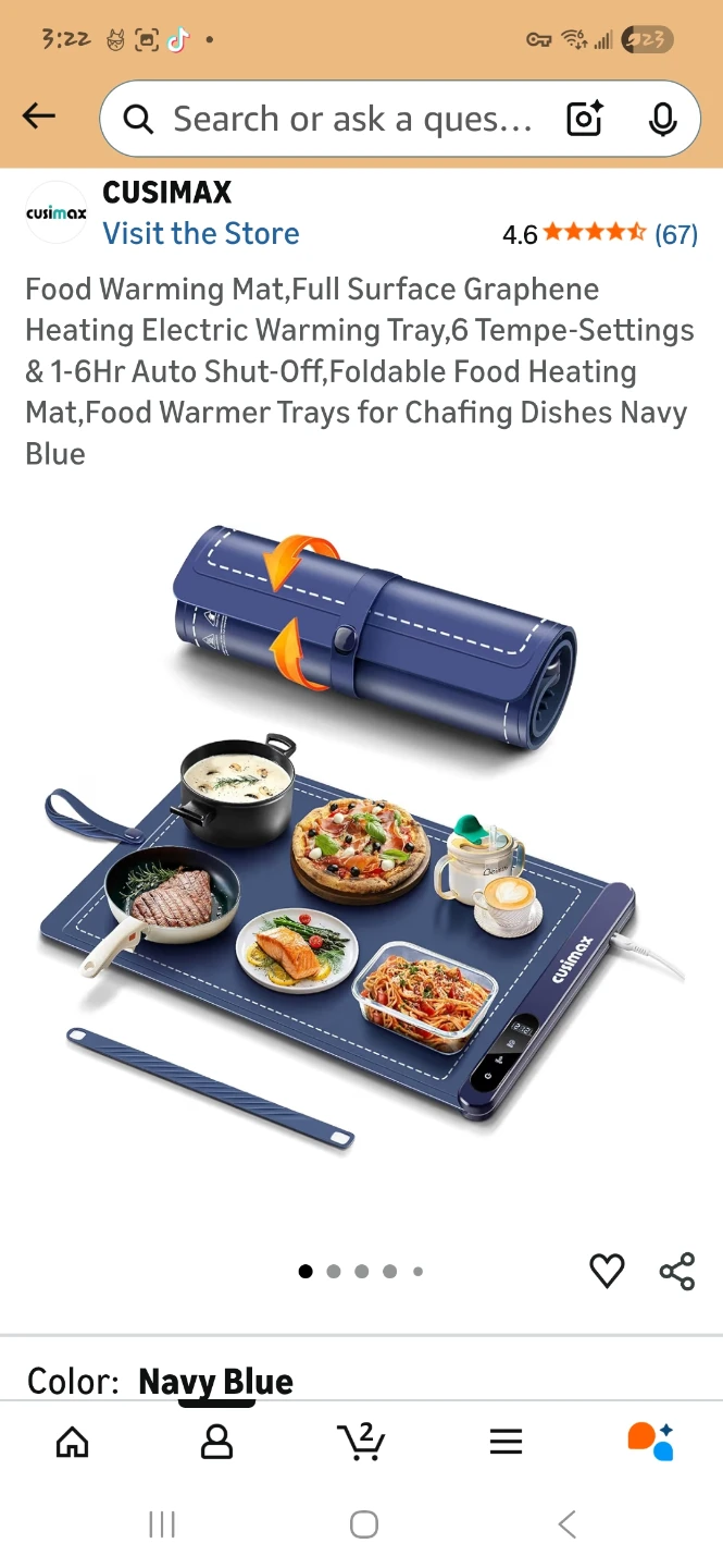 Navy Blue Electric Food Warming Mat