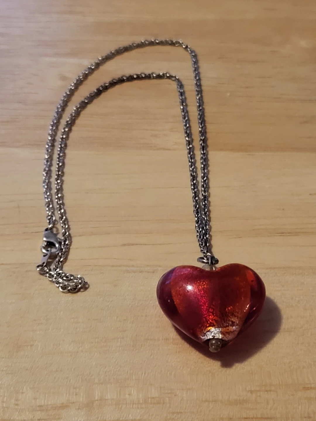 Red Glass Heart Pendant Necklace