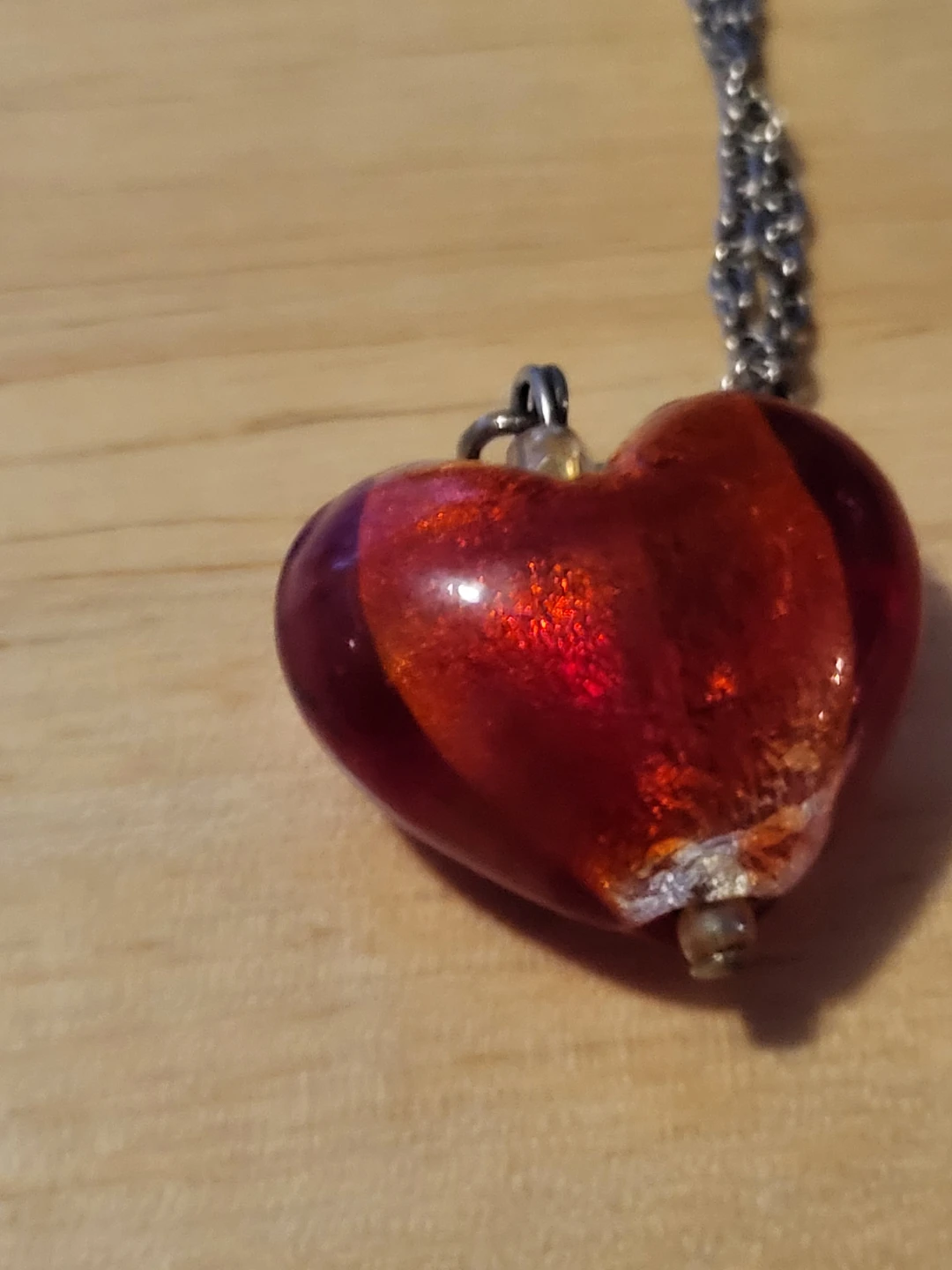Red Glass Heart Pendant Necklace - photo 2