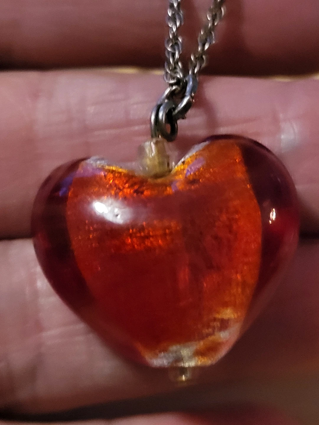 Red Glass Heart Pendant Necklace - photo 3
