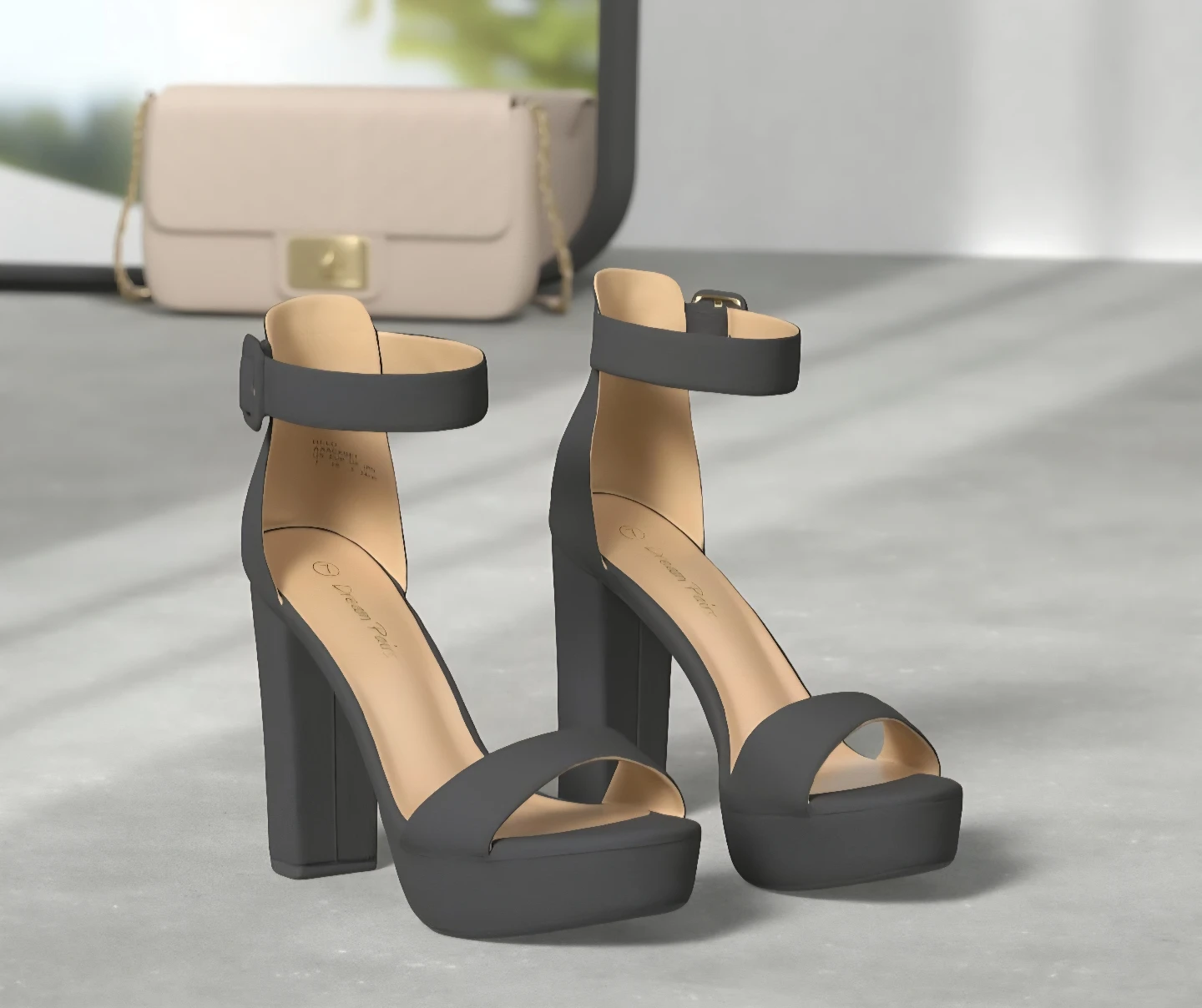 Dream Pairs Black Suede Platform Block Heels-Size 5.5