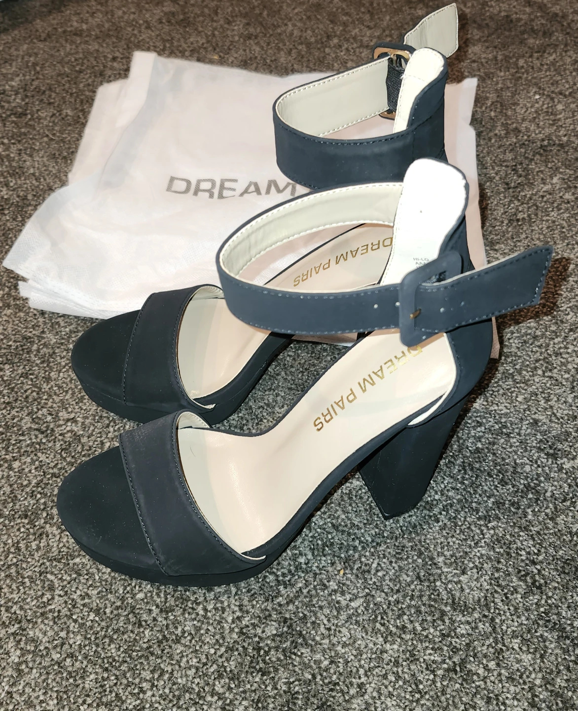 Dream Pairs Black Suede Platform Block Heels-Size 5.5 - photo 5