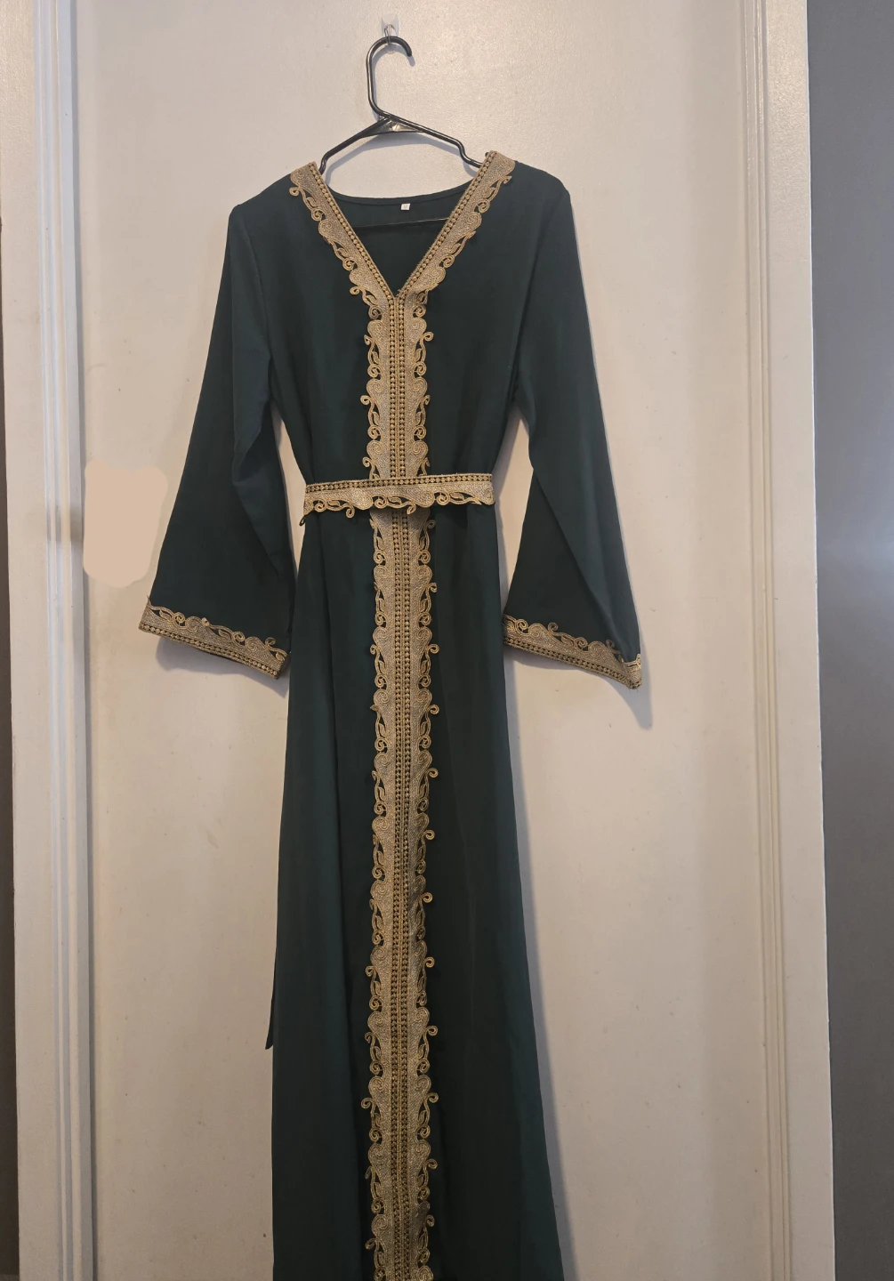 New dark green abaya dress with Gold Trim💚