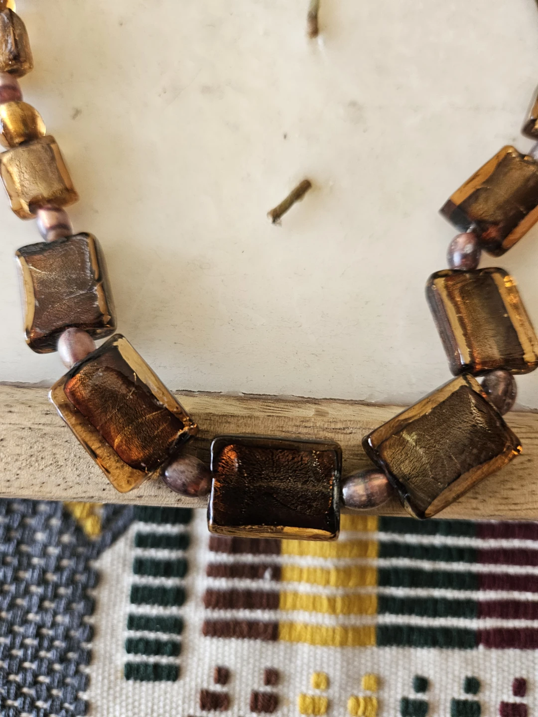 Amber and Gold Glass Bead Necklace - photo 2
