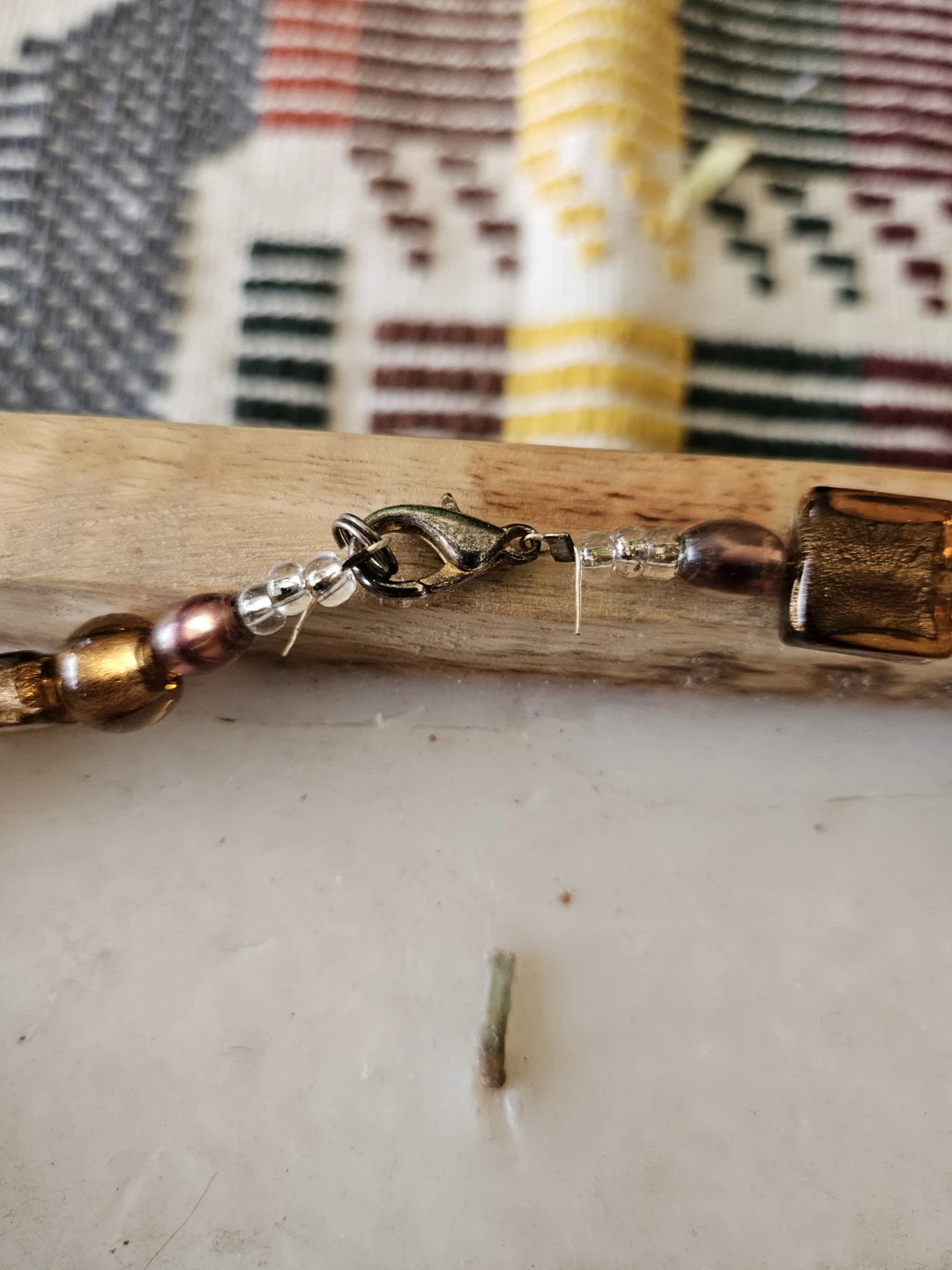 Amber and Gold Glass Bead Necklace - photo 3