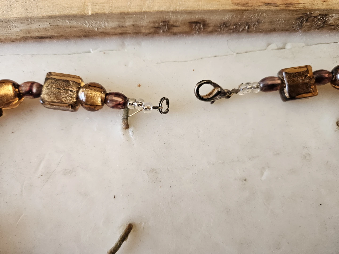 Amber and Gold Glass Bead Necklace - photo 5