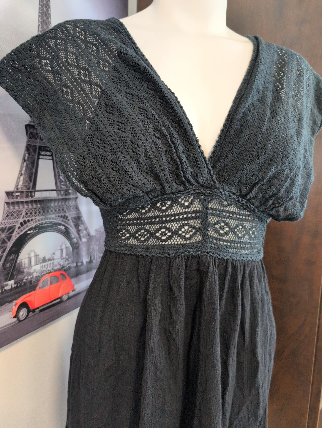 Black Boho Crochet Detail Summer Dress - photo 2