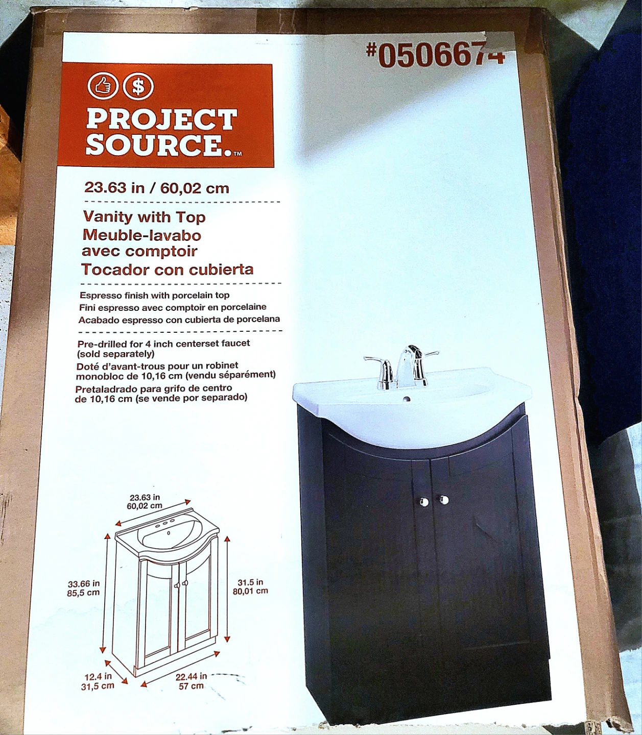 NEW - Project Source Vanity with Top - Espresso Finish