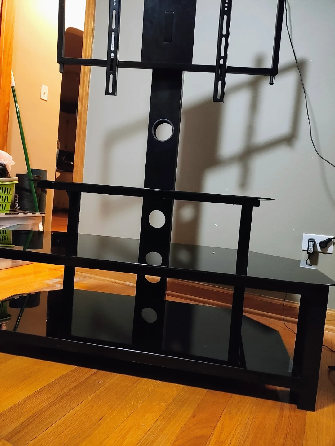 Black Glass TV Stand with Mount