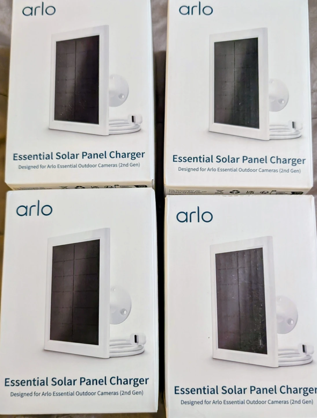 Arlo Essential Solar Panel Charger for Outdoor Cameras  - 4 Pack