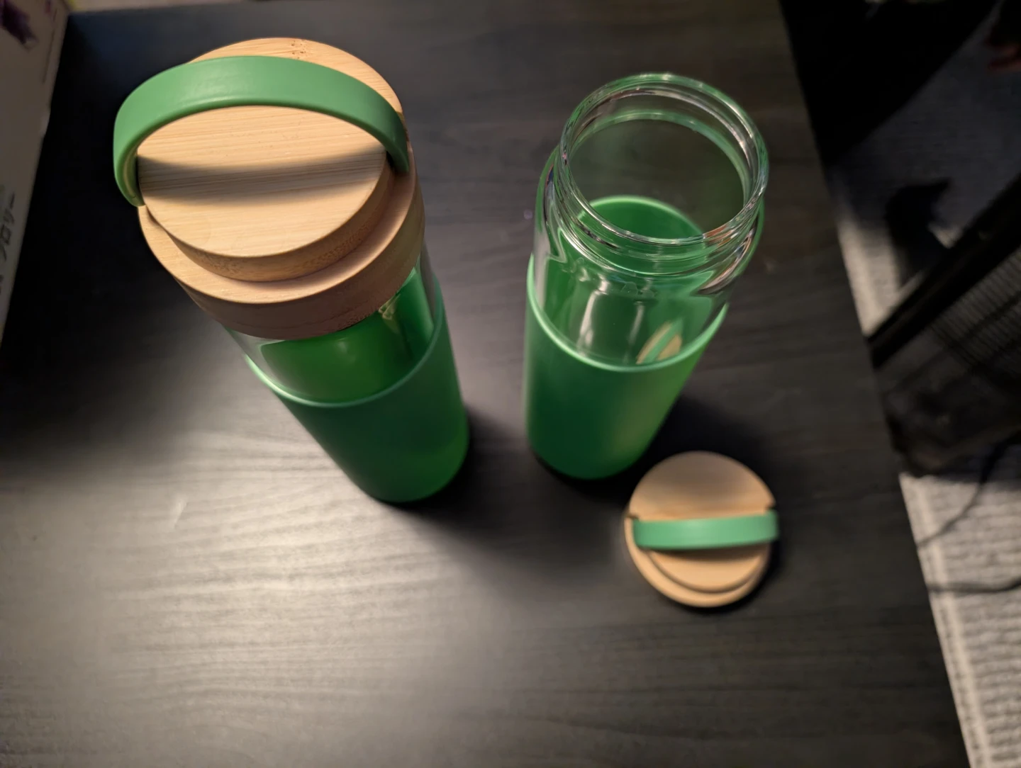 Glass Water Bottles with Bamboo Lids - Set of 2 - photo 2