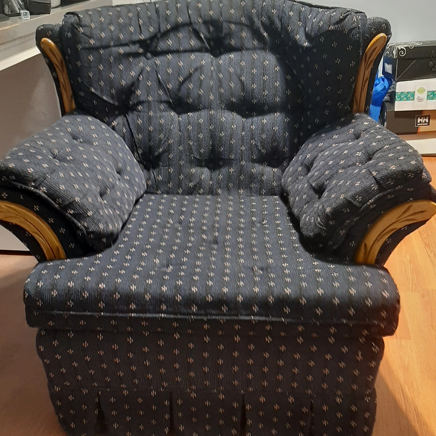 Blue Rocking chair with Floral Pattern