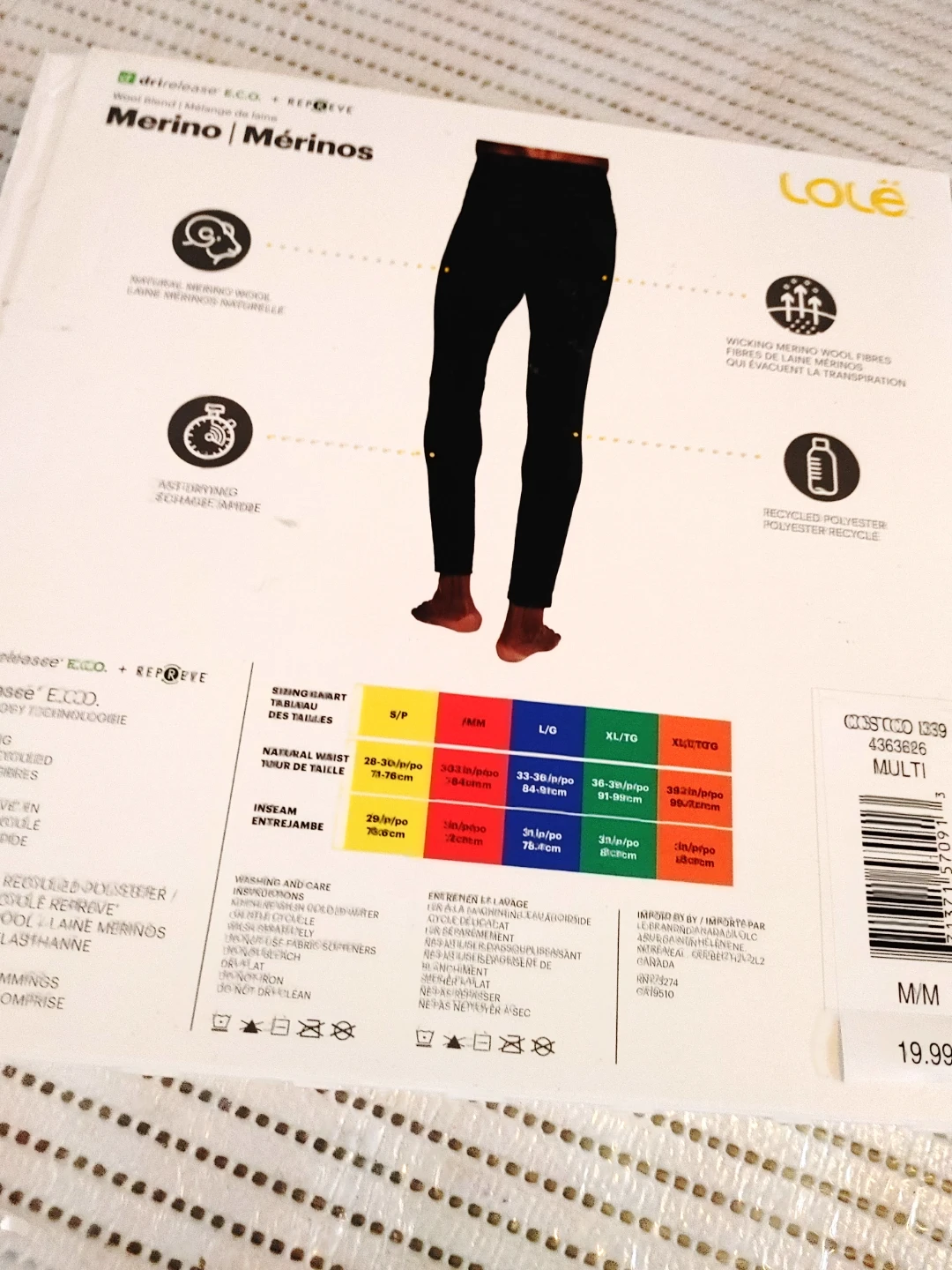 Lole Men's Merino Baselayer Bottoms & Top - Black M/M - photo 2