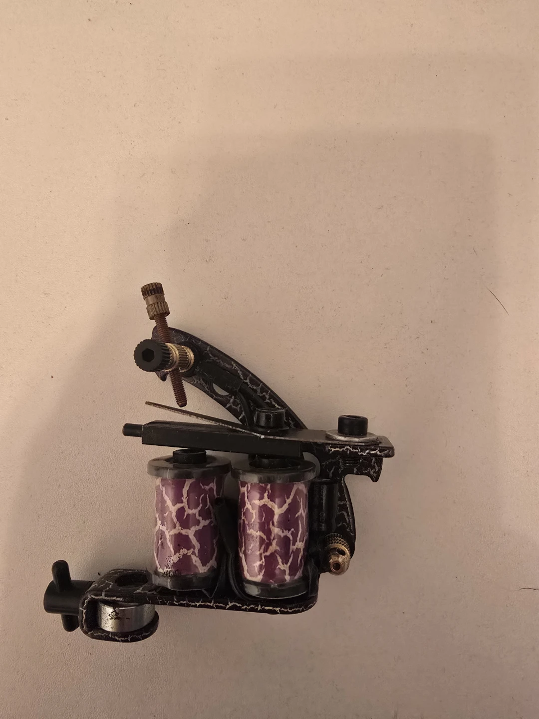 Black Tattoo Machine with Purple Coils