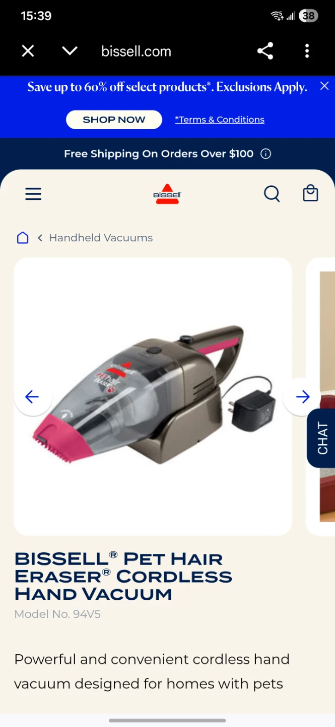 Pet Hair Eraser® Cordless Hand Vacuum | 94V5C